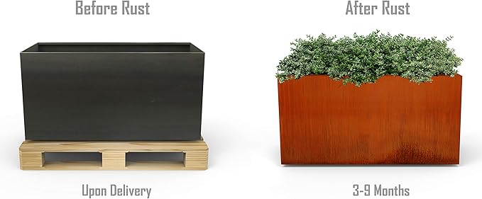 Extra Large Outdoor Planter – 48x24 Inch Tall Corten Steel Planter Box | Heavy Duty Metal for Privacy Screening & Patios | Made in USA, Fully Assembled