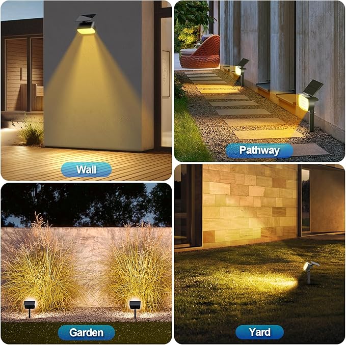 108 LED Solar Spot Lights Outdoor, Solar Lights Outdoor IP65 Waterproof, 3 Modes Solar Landscape Spotlights, Large Solar Panel Solar Powered Lights for Garden Yard Pathway(Warm White/4 Pack)