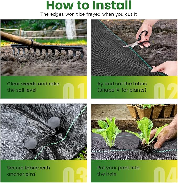 KAKO 6x200FT Weed Barrier Fabric, Heavy Duty Weed Barrier Landscape Fabric, Garden Weed Barrier Fabric, Garden Fabric Weed Barrier Weed Cloth for Landscaping Fabric, Garden Fabric, Driveway Fabric