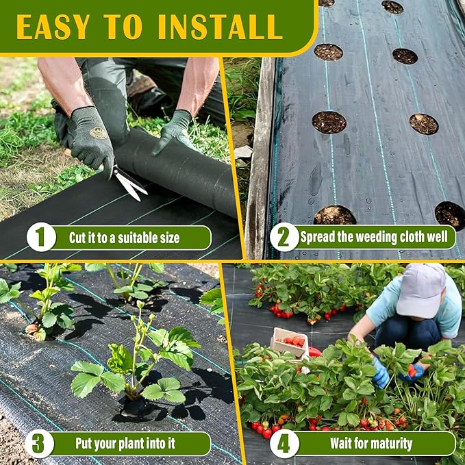 KAKO 4Ft x 100Ft Weed Barrier Fabric Heavy Duty Weed Barrier Landscape Fabric, Garden Fabric Weed Barrier, Ground Cover Weed Barrier Weed Cloth for Garden Fabric, Landscaping Fabric, Driveway Fabric