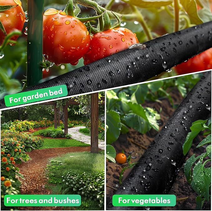 IPOW 50ft + 50ft IPOW Heavy Duty Double Layer Design Saves 80% Water Leak Proof Soaker Hose, Drip Watering Hose for Garden, Lawn, Flower Bed, Vegetable Field (50 FT x 2Pack)