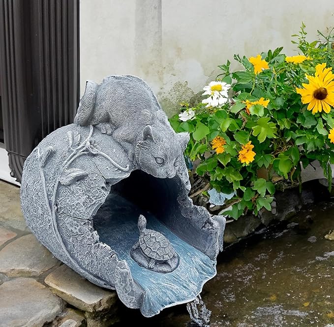 Teaeeno Cat Statues Decor Gutter Downspout Extension Decorative, Animal Statue Outdoor Decor, 3"Ć4" Rain Gutter Downspout Splash Block, Garden Splash Block Outdoor Sculpture, Rain Downspout Diverter