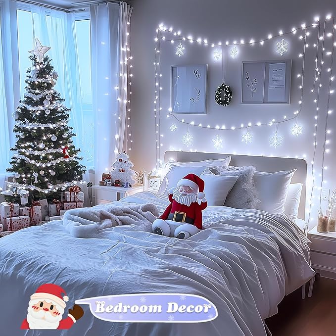 JMEXSUSS 500 LED White Christmas Lights Outdoor, 173ft 8 Modes Christmas Tree Lights, Waterproof Christmas Twinkle String Lights Green Wire for House Wedding Party Xmas Indoor Decorations