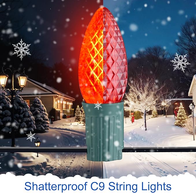 J-HVA ๐๐๐ฟ C9 Strawberry Christmas Pathway Lights - 29ft Christmas Multicolor String Lights Outdoor Waterproof Walkway Lights with 25 Marker Stakes for Xmas Tree Yard Garden Decoration (25 Lights)