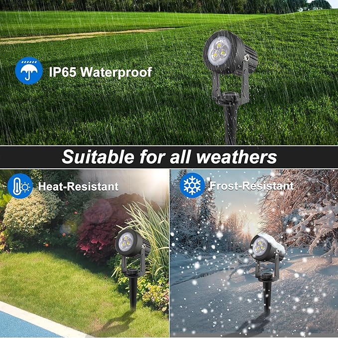 Solar Spot Lights Outdoor, Solar Landscape Spotlights IP65 Waterproof 9.8ft Cable,Auto On/Off Outdoor Wall Lights for Garden Yard Driveway Porch Walkway Pool (6000K White)