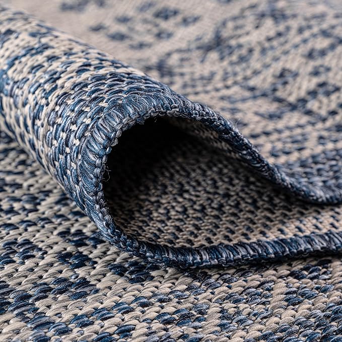 Keen Home Design Terrace Outdoor Round Rug - 5ft Round Washable Indoor/Outdoor Rug for Patio, Kitchen, Balcony, Beach, Garden, Deck and Porch, Size: 5'3" Round