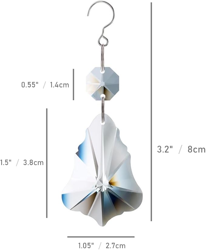 12pcs Crystal Prism Suncatchers, Hanging Crystals Chandelier Replacement for Windows, Christmas Trees Shape Rainbow Maker Home Decoration