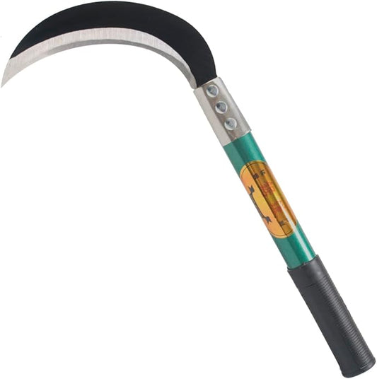 KEYI Weeding Sickle,Steel Grass Sickle,Manganese Steel Blade/Hardwood Handle Hand held Serrated Grass Hook Cutter - Great for Removing Unwanted Vines and Weeds. (13.8 in*6.3 in)