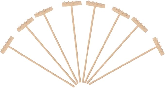 EXCEART 16 Pcs Mini Zen Garden Tool Set - Desktop Sand Rake, Miniature Dollhouse Rakes, Tabletop Wooden Toys, Garden Accessory - Juicy Bamboo Beech Child