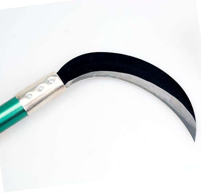 KEYI Weeding Sickle,Steel Grass Sickle,Manganese Steel Blade/Hardwood Handle Hand held Serrated Grass Hook Cutter - Great for Removing Unwanted Vines and Weeds. (13.8 in*6.3 in)