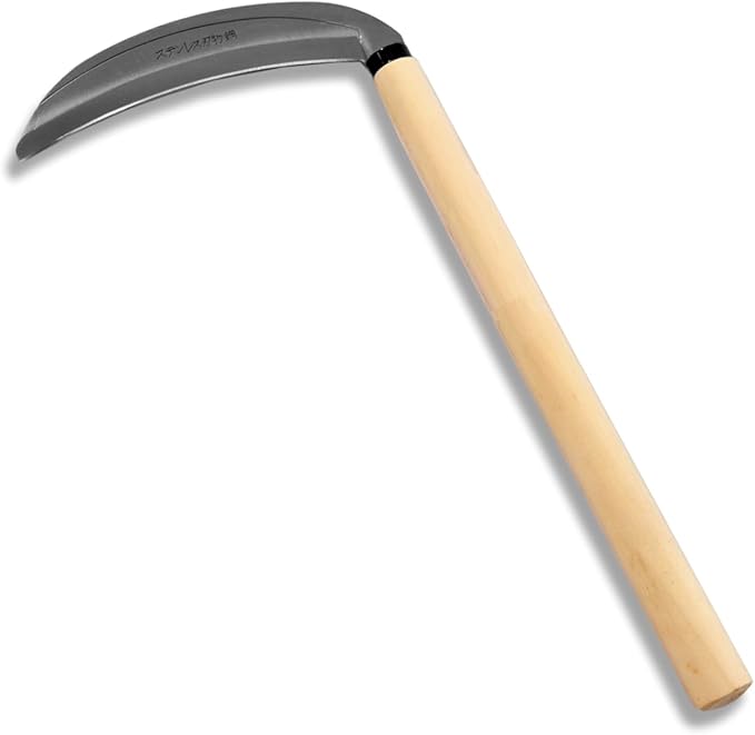 KAKURI Grass Sickle Garden Tool 7.6", Japanese Style Kama Weeding Sickle, Stainless Steel Blade