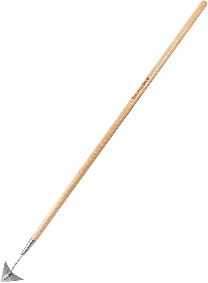 Berry&Bird Triangle Hoe, 60'' Winged Weeder Garden Hoes with Long Wood Handle, Gardener Stainless Steel Warren Hoe, Garden Weeder Hoe Tool for Quickly Weeding, Edging and Gardening Tools