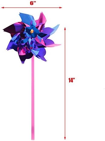 JOHOUSE 100pc Rainbow Pinwheels, Party Pinwheels DIY Windmill Set for Kids Toy Garden Lawn Decor