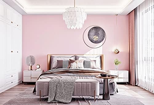 Dimoon 110''x17.7'' Pink Peel and Stick Wallpaper Contact Paper Modern Self Adhesive Wall Paper Removable Renter Friendly Textured Solid Color Shelf Cabinet Vinyl Roll (110''x17.7'',Light Pink)