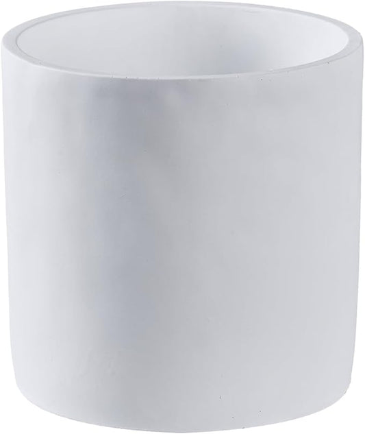 11 Inch Pot for Plants, Large Cement Planter with Drainage Hole, Mid-Century Modern Concrete Flower Pots for Home Decor, Office & Outdoor (White)