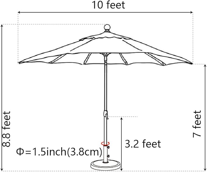 EliteShade USA 10-Year-Non-Fading 10Ft Market Umbrella Patio Umbrella Outdoor Table Umbrella with Ventilation, Burgundy