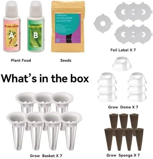 inbloom Flower Seed Pod Kit for AeroGarden, iDoo, Ahopegarden, GARDENCUBE, MUFGA Hydroponics, 7 Pods (350+ Seeds with Coneflower, Petunia, Snapdragon, French Marigold, Dahlia)