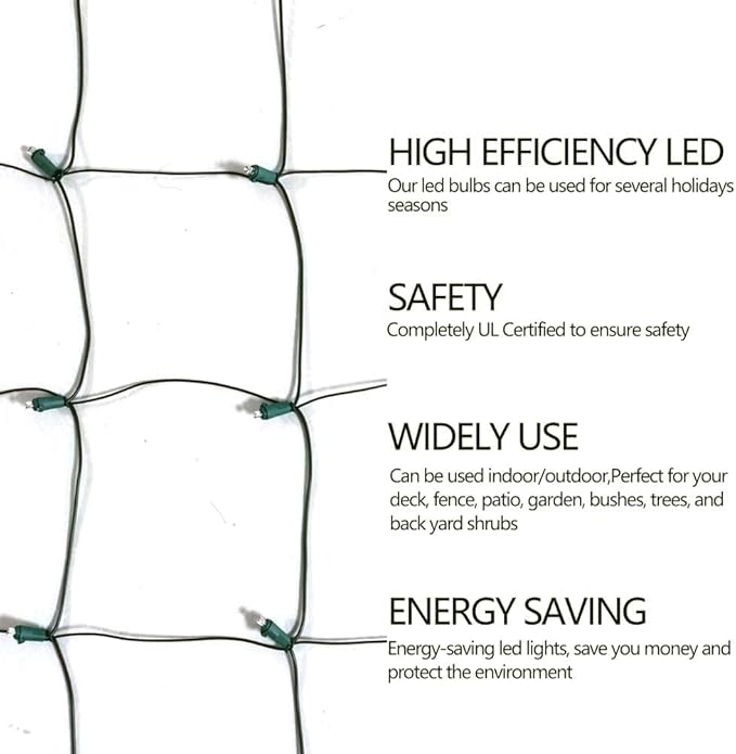 HISHINY LED Blue Christmas Net Lights Outdoor Christmas Decorations 5ftx5ft 100LED Green Wire,Connectable Outdoor Indoor Yard Mesh Shrub Net Lights String for Halloween Chritmas Party,Tree,Bush(Blue)