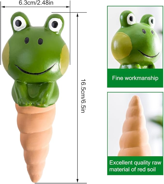 Kaxich Terracotta Plant Self Watering Spikes, 4 Pack Plant Watering Globes Frogs Styles Decorative Self Plant Watering Stakes Vacation Plant Watering Bulbs for Indoor Outdoor Plants