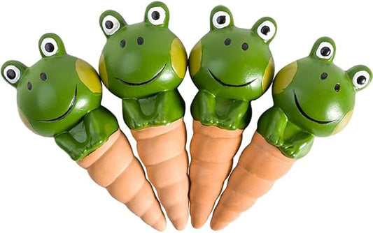 Kaxich Terracotta Plant Self Watering Spikes, 4 Pack Plant Watering Globes Frogs Styles Decorative Self Plant Watering Stakes Vacation Plant Watering Bulbs for Indoor Outdoor Plants