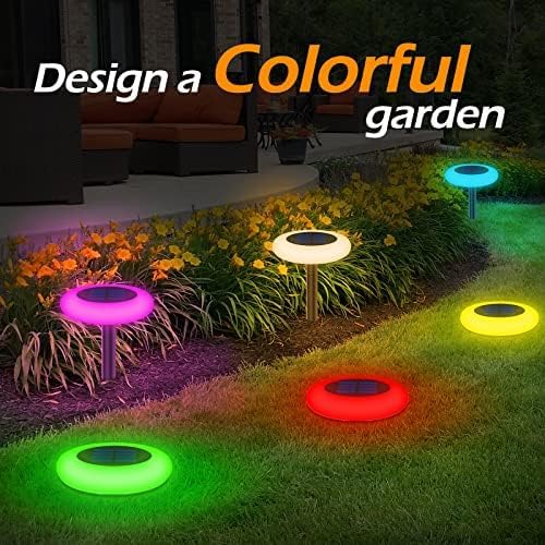 Intelamp Colorful Solar Lights for Outside Garden and Backyard Decor - Color Changing Pathway Lights for Yard, 2 Pack