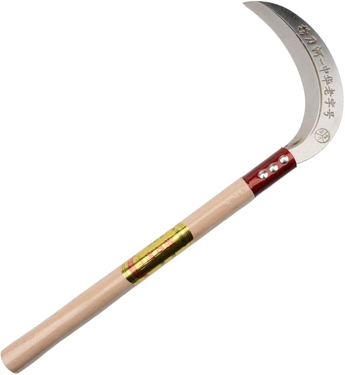 KEYI Steel Grass Sickle,Clearing Sickle,Manganese Steel Blade/Hardwood Handle Hand held Sickle Tool - Multipurpose Gardening Weeding Grass Sickle and Farming Portable Safety Sickle