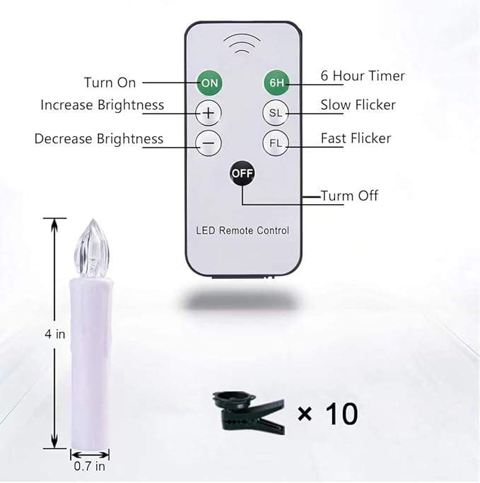 20 PCS Flickering Flameless Window Candle LED Christmas Tree Candle Lights Warm White Battery Operated Electric Taper Candles with Remote Perfect Timer for Home Garden Wedding Parties Decor