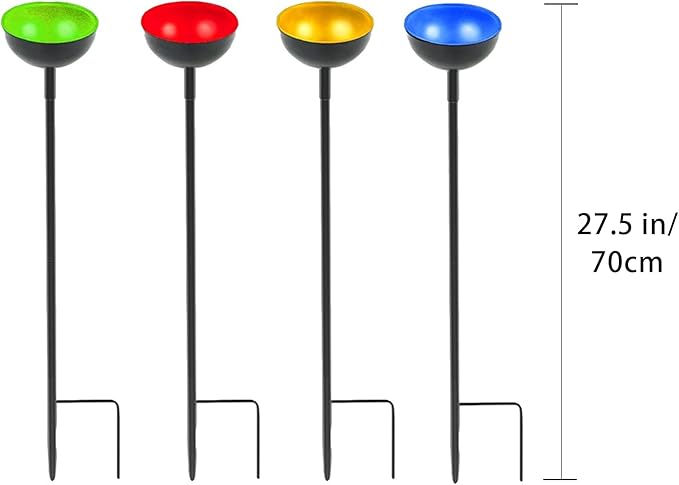 HLMOptimo 2 Packs/4 Packs Bee Watering Stations, Bee Cups for Garden, Bee Butterfly Water Station Bee Waterer, Metal Garden Stakes for Outdoor Garden Courtyard Decor (Yellow Blue Red and Green)