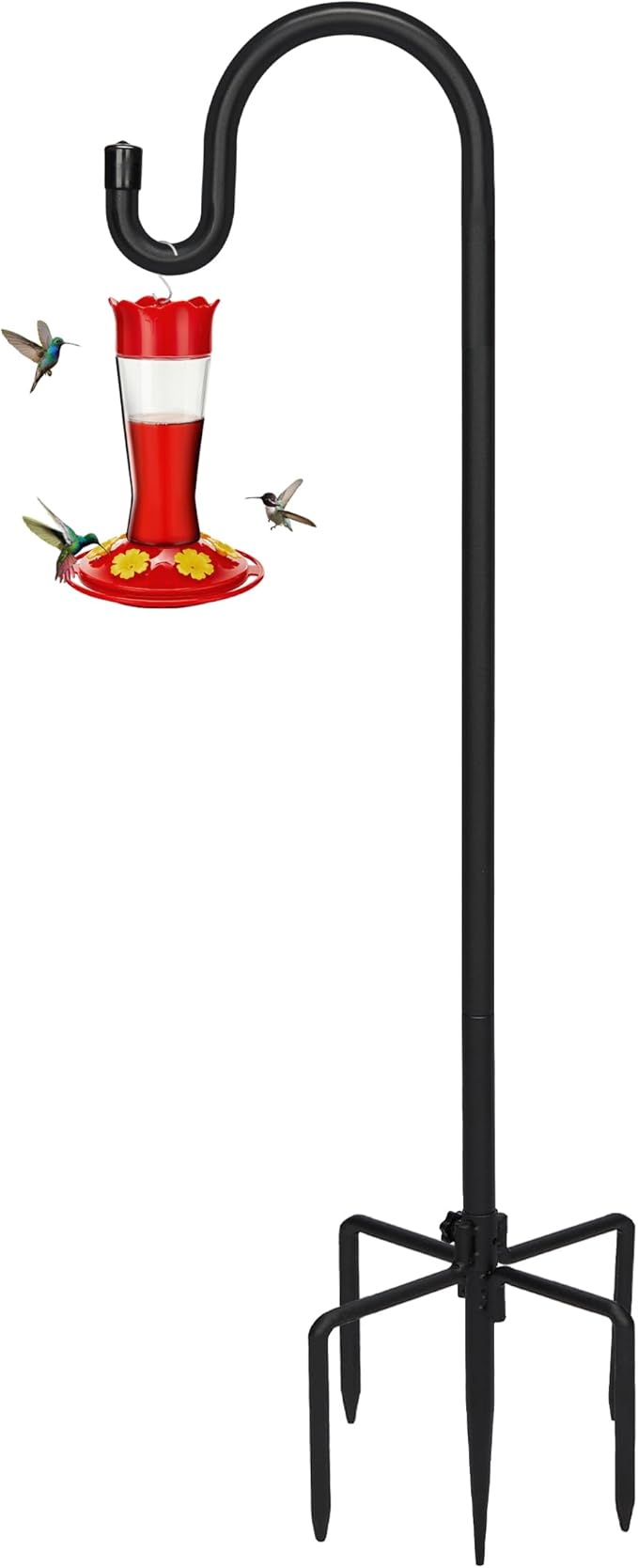 Kingsyard Adjustable Shepherd Hooks for Outdoor - 60 INCH Heavy Duty Bird Feeder Pole with 5 Prong Base, Hummingbird Feeder Stand, Garden Plant Baskets, Weddings Decor, Solar Light Lanterns