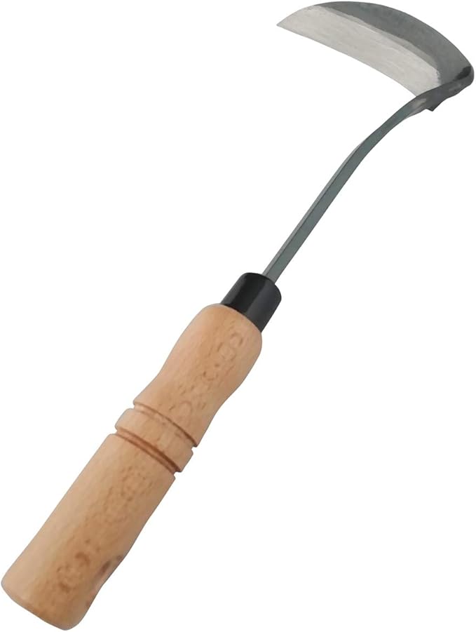 Japanese Gardening Weeding Sickle Nejiri Kama Sharp Steel Blade and Wood Handle