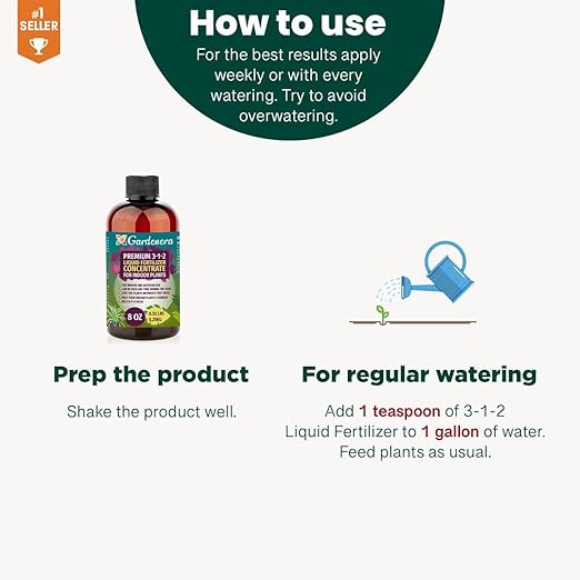 Premium Liquid Thai Constellation Plant Fertilizer - 3-1-2 Concentrate for Indoor Plants and Flowers by Gardenera | Organic Plant Food for Monstera Plants - 32oz