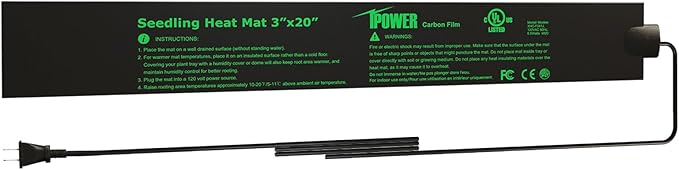 iPower Durable Seedling Heat Mat Warm 3" x 20" Hydroponic Heating Pad Waterproof for Seed Starting Greenhouse and Germination