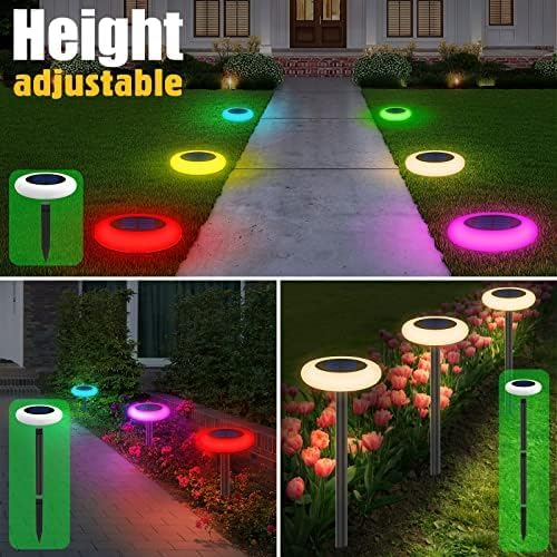 Intelamp Colorful Solar Lights for Outside Garden and Backyard Decor - Color Changing Pathway Lights for Yard, 2 Pack
