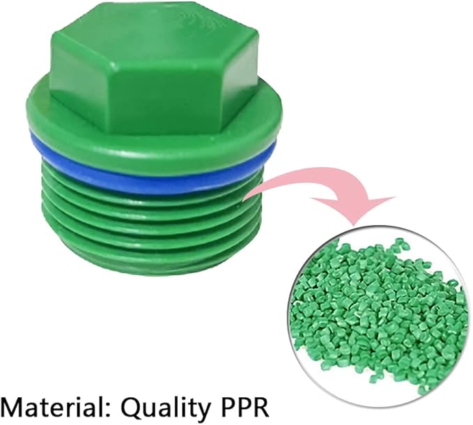3/4” PT Male Threaded Pipe Plug, PPR Pipe End Caps and Plugs Fittings for Garden Irrigation Tubing Stopper RV Water Supply Lines Bulkhead Fitting (OD: 1 Inch)