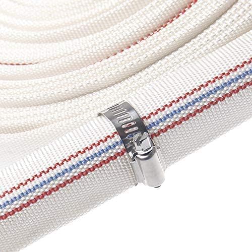 1" 30M-98FT Lay-Flat Hose Water Pool Cleaning Belt Discharge Pump Hose With Aluminum Clamps Fittings Fire Hose Length Connection Pump Hose for House,Garden,Irrigation, Water pumping hose Firehose