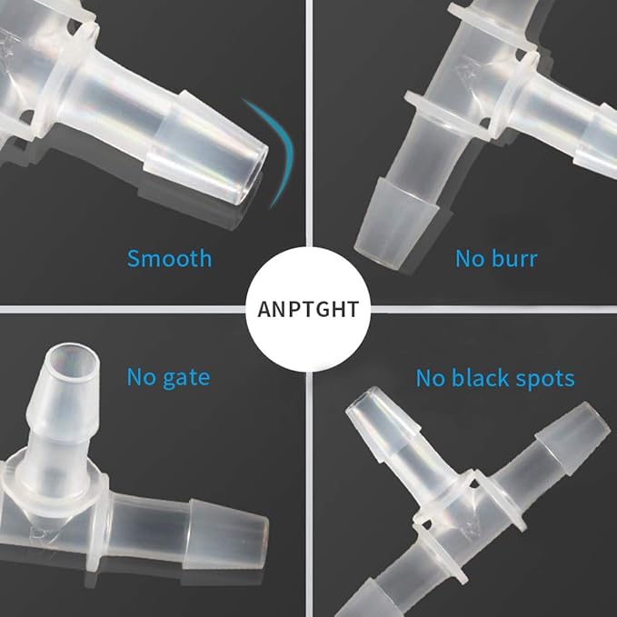 5/32" Tee Fitting Equal Barb 3 Way Hose Barb Fitting，Splicer Joint Mender Adapter Union Fitting for Fuel Gas Liquid Air (Pack of 5)