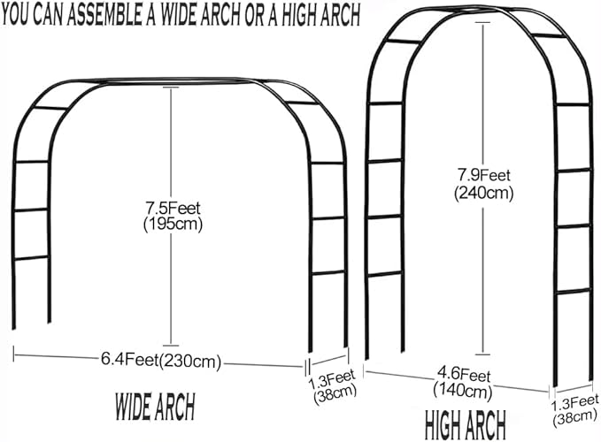 Adorox Adorox 7.8ft Garden Arch Trellis for Climbing Plants, Metal Arch Frame, Pumpkin Archway Outdoor Garden Arbors and Arches for Halloween Christmas Birthday Party Baby Shower Decoration (Green)
