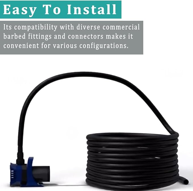 Black Vinyl Tubing 1/2” ID × 5/8” OD - 50 Feet PVC Flexible Plastic Tube Hybrid Hose, Transfer Water Air Oil for Pond Fountain Garden, Non-toxic and BPA free