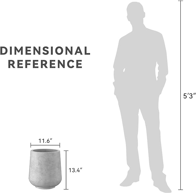 Kante 11.6" Dia Round Concrete Planter, Outdoor Indoor Large Plant Pots Containers with Drainage Hole and Rubber Plug for Home Garden Patio, Natural Concrete