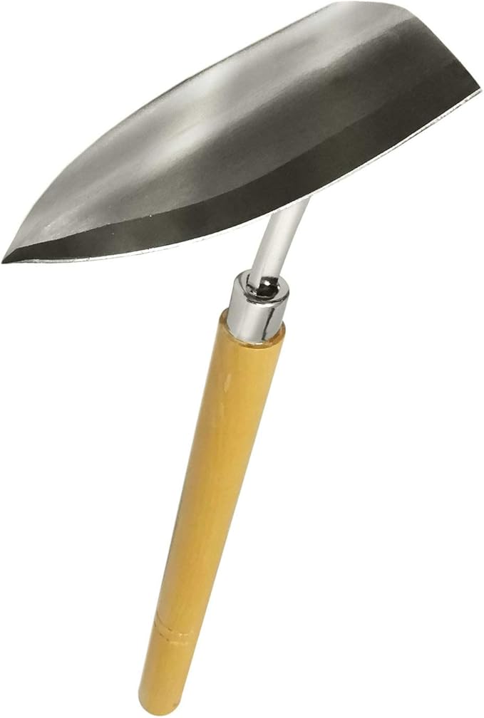 Japanese Garden Landscaping Triangle Hoe with Stainless Steel Blade & Wood Handle