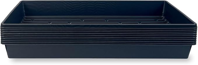 10 Plant Growing Trays (No Drain Holes) - 20" x 10" - Perfect Garden Seed Starter Grow Trays: for Seedlings, Indoor Gardening, Growing Microgreens, Wheatgrass & More - Soil or Hydroponic