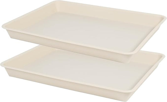 2 Pack Plant Growing Nursery 1020 Trays, Plant Saucer Tray, Heavy Sturdy Seed Starting Trays, Plant Starter Trays for Indoors No Holes, Seed Starter Growing Tray (22"x11.2", Beige)