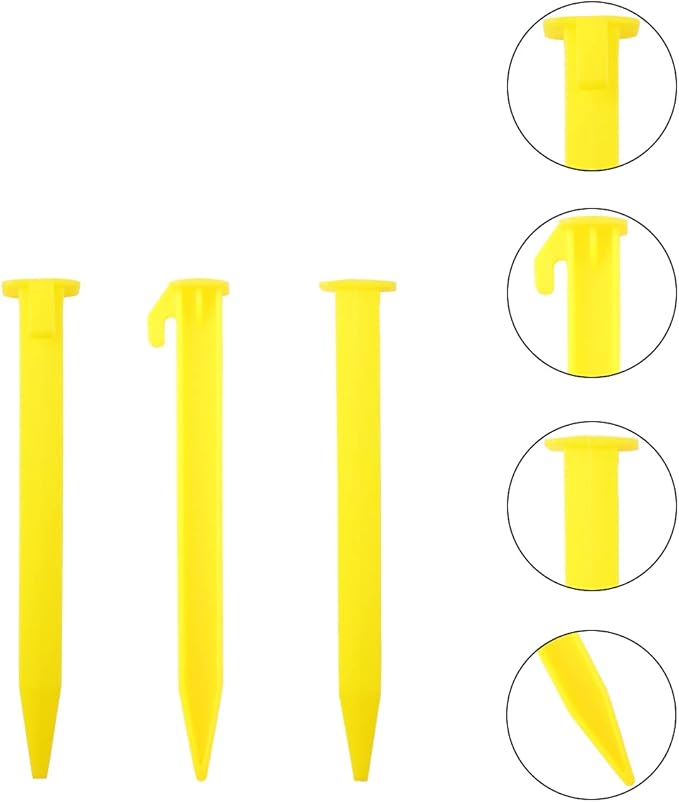 10-Pack Plastic Tent Stakes – 6-Inch Heavy Duty Canopy Anchoring Pegs for Camping, Gardening, Landscaping, Backpacking – Lightweight, Rust-Proof, Reusable Camping Stake