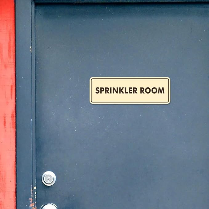 Signs ByLITA Standard Sprinkler Room Sign (Ivory/Dark Brown) - Medium 2 Pack