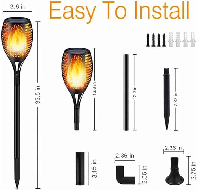 2 Pack Solar Light Outdoor (Super Larger Size) 96led Solar torches for outside,Ultra-Bright Solar Light Outdoor with Flickering Flame,Auto Lighting Dusk to Dawn Landscape Patio Lights for Garden Decor