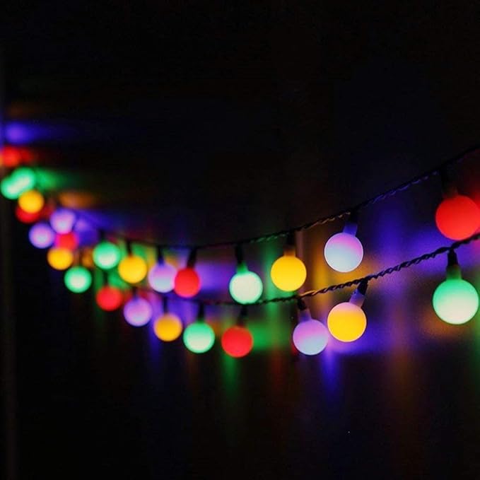 Globe Ball Fairy Lights, 50 LEDs 23ft/7M Solar Led Globe String Lights Waterproof with Two Lighting Modes for Garden Outdoor Party Christmas Decoration (Multicolor)