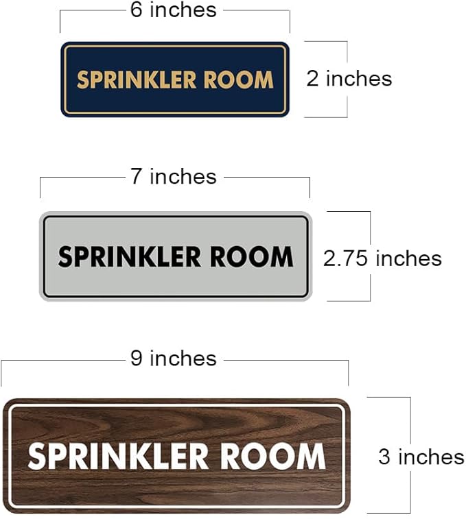 Signs ByLITA Standard Sprinkler Room Sign (Brushed Gold) - Large 2 Pack