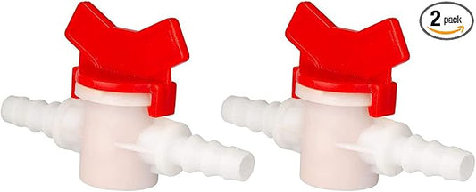 2 Pack Barbed Ball Valve 5/32" OD In-Line Ball Valve Shut-Off Switch with Hose Barb for Drip Irrigation and Aquariums Agricultura Garden