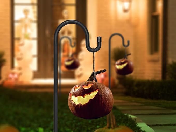 Kingsyard Adjustable Shepherd Hooks for Outdoor - Heavy Duty Bird Feeder Pole with 5 Prong Base, Garden Plant Hanger, Weddings Decor, Solar Light Lanterns, 108 inch