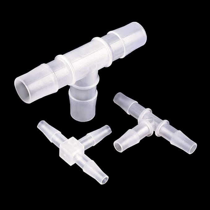 3/16" Tee Fitting Equal Barb 3 Way Hose Barb Fitting，Splicer Joint Mender Adapter Union Fitting for Fuel Gas Liquid Air (Pack of 5)